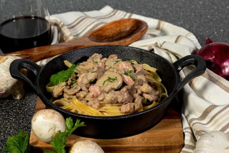 Creamy Beef and Bacon Stroganoff with Mushrooms
