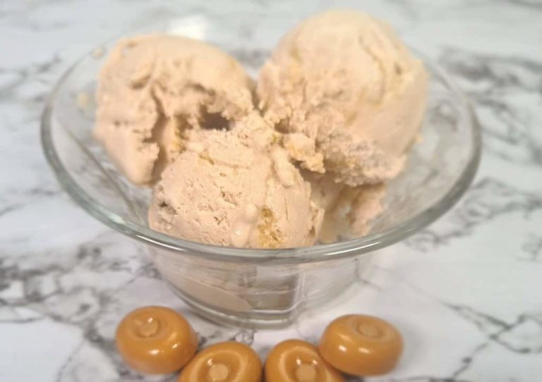 Homemade Butterscotch Ice Cream with a Caramel Swirl