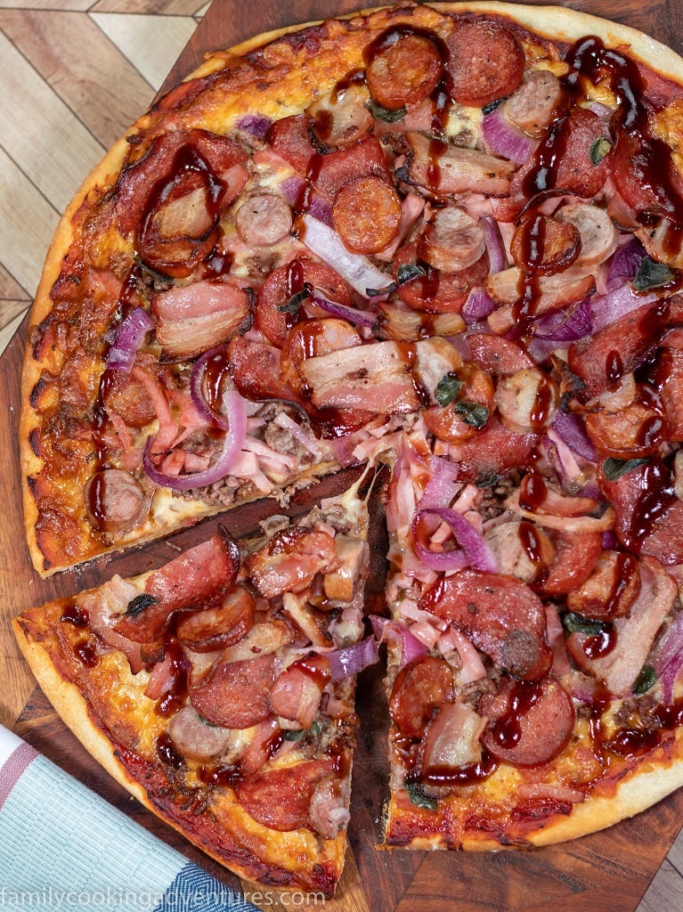 Fully Meat lover's Weber Q Pizza Recipe - JustSoYum