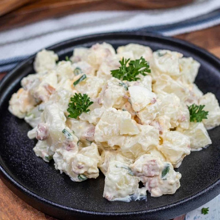 Simple Homemade Potato Salad with Egg and Bacon