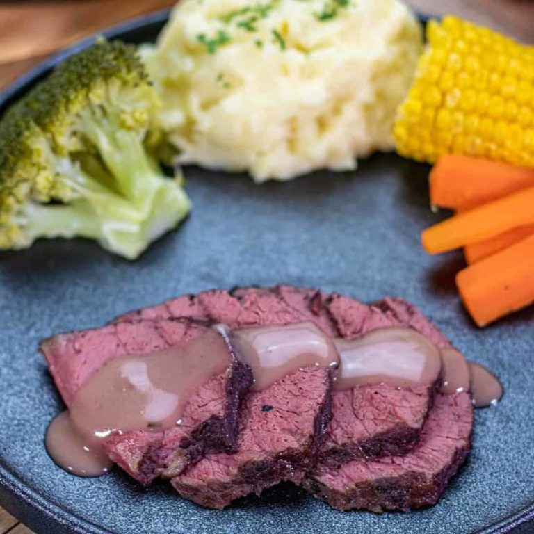 Slow-Cooked Corned Beef In Red Wine With A Honey Mustard Sauce