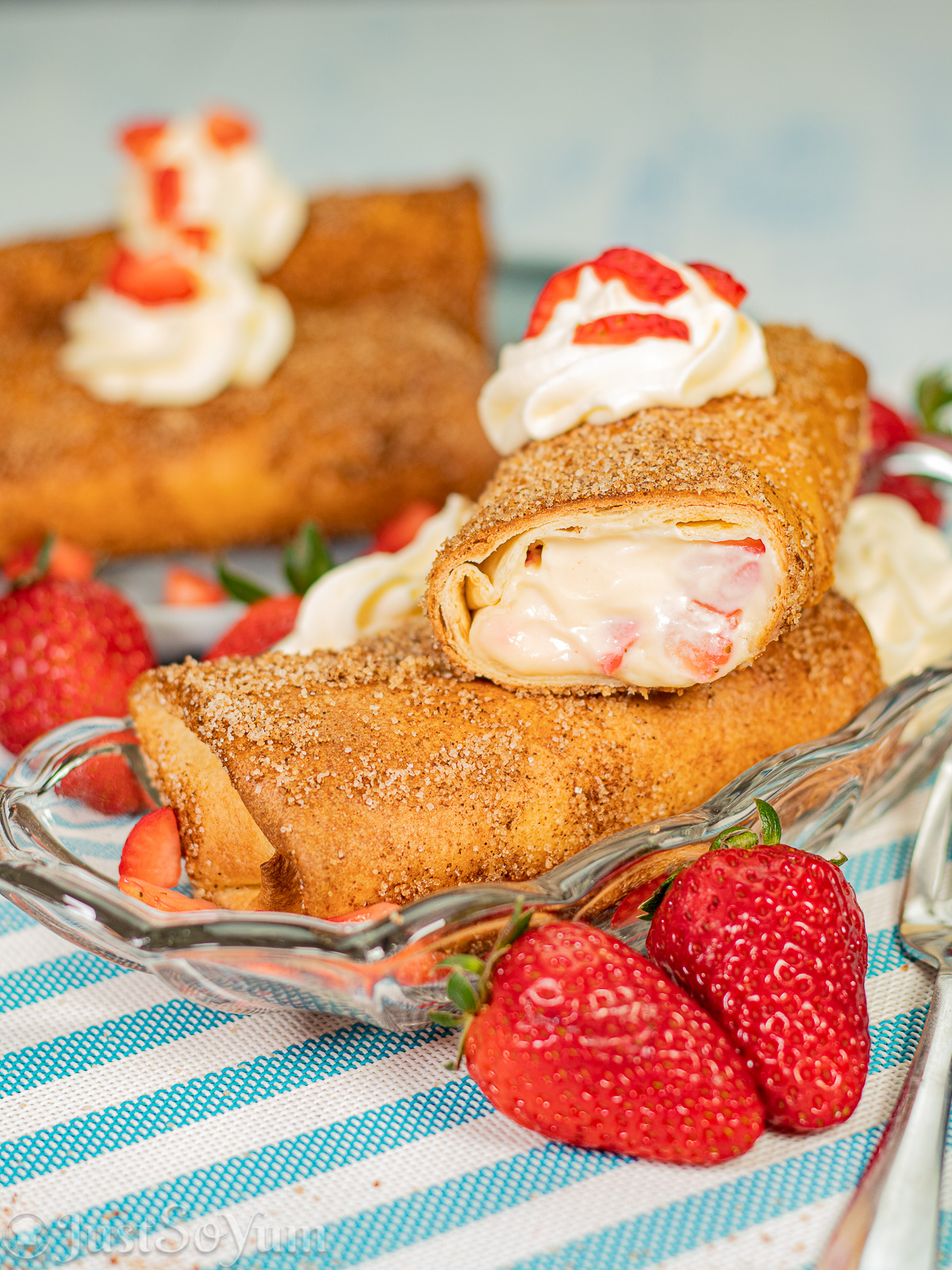 Air Fryer Strawberry and Cream Cheese Chimichangas