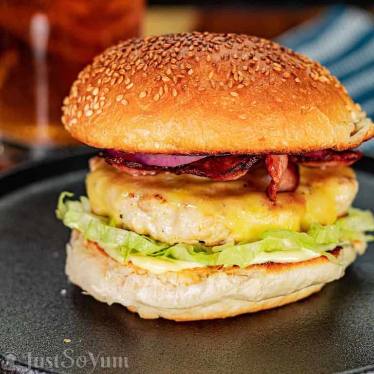 Tender Weber Q Chicken Burger with Cheese and Bacon