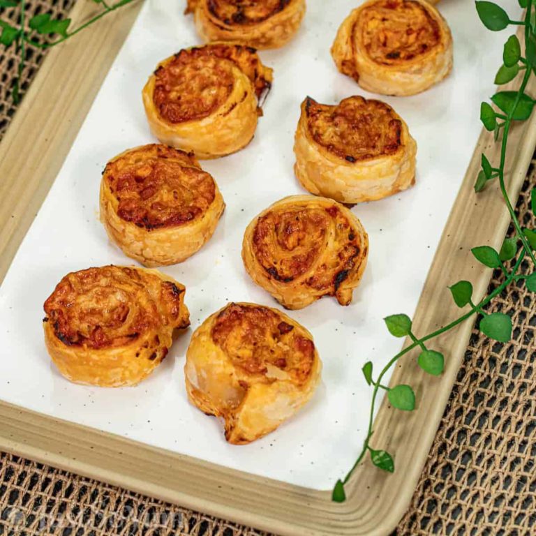 Mini Cheese and Bacon Pinwheels Wrapped in Puff Pastry