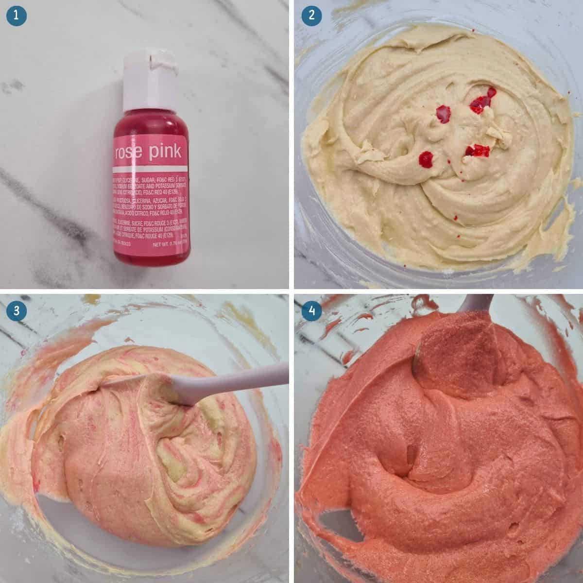 adding-the-pink-food-colouring-to-the-rose-wine-cupcakes-mixture