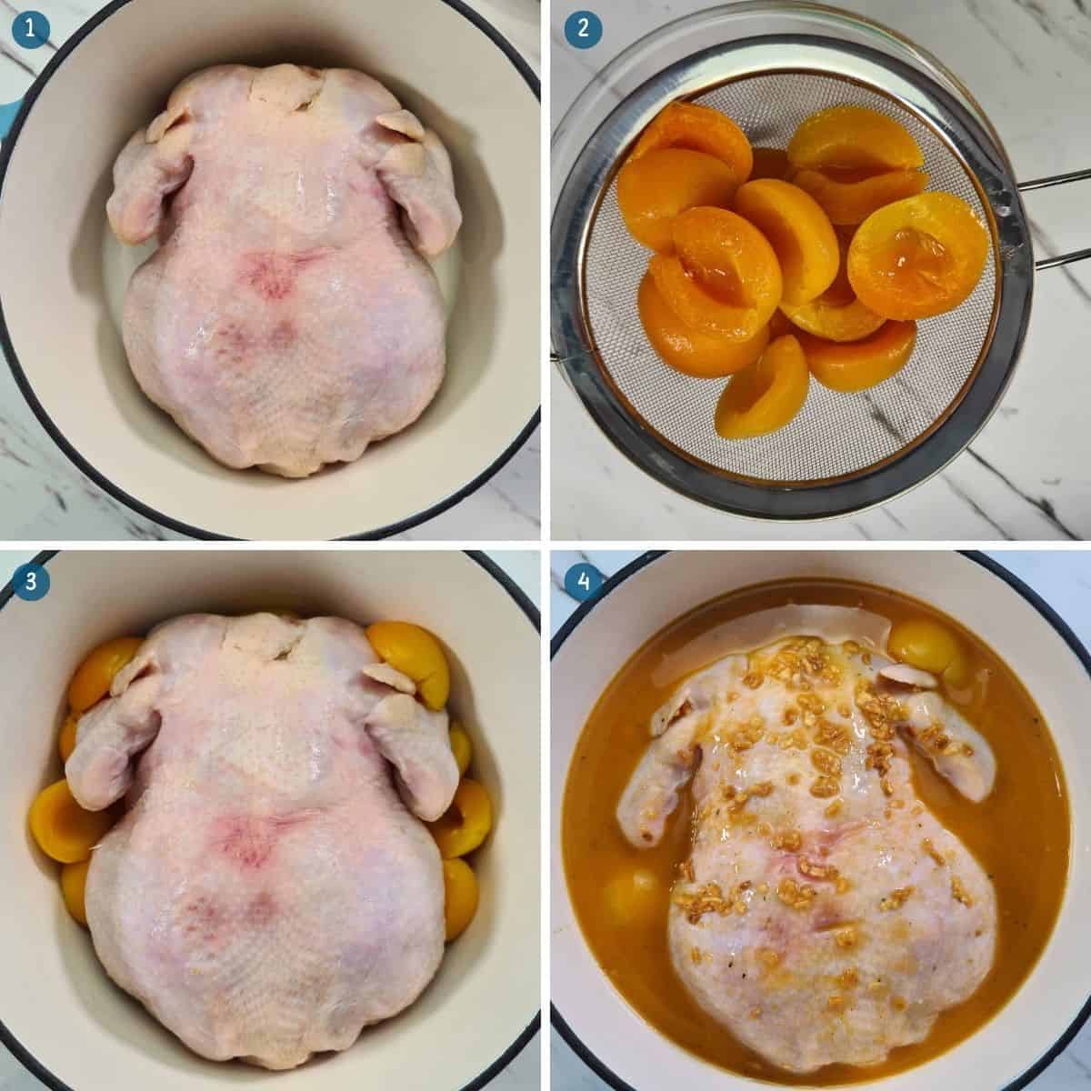 adding-everything-for-slow-cooked-whole-apricot-chicken-to-the-dutch-oven