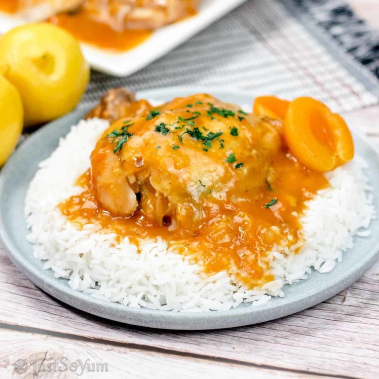 Fall Apart Oven Slow-Cooked Whole Apricot Chicken