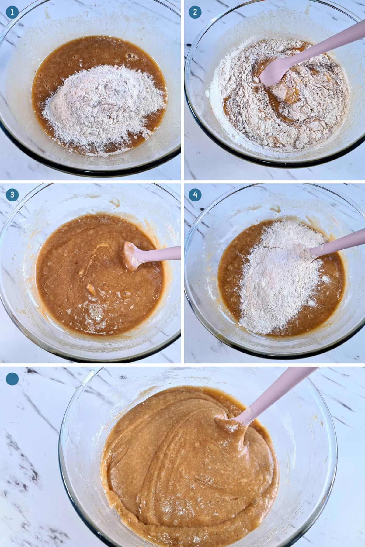 comining-the-dry-ingredients-to-the-wet-ingredients-for-easy-moist-carrot-cake-recipe