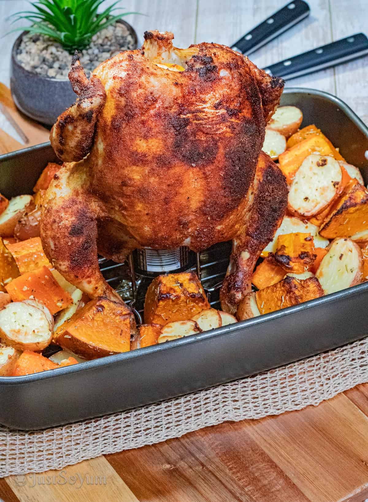 oven-roasted beer can chicken
