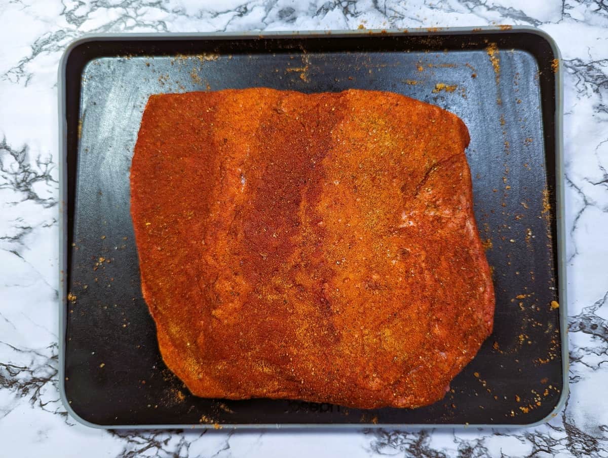 apply the rub to pulled beef brisket