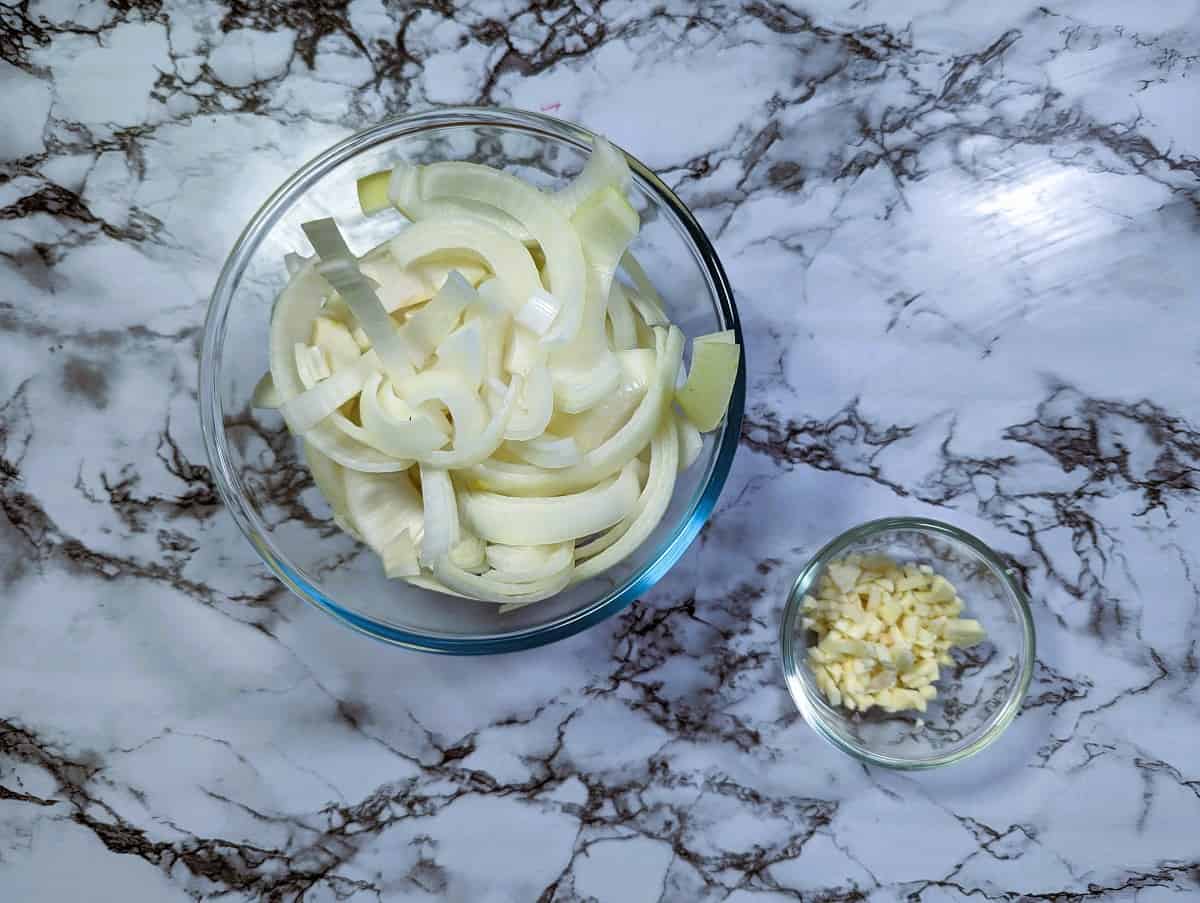 Chopped Onions and Garlic
