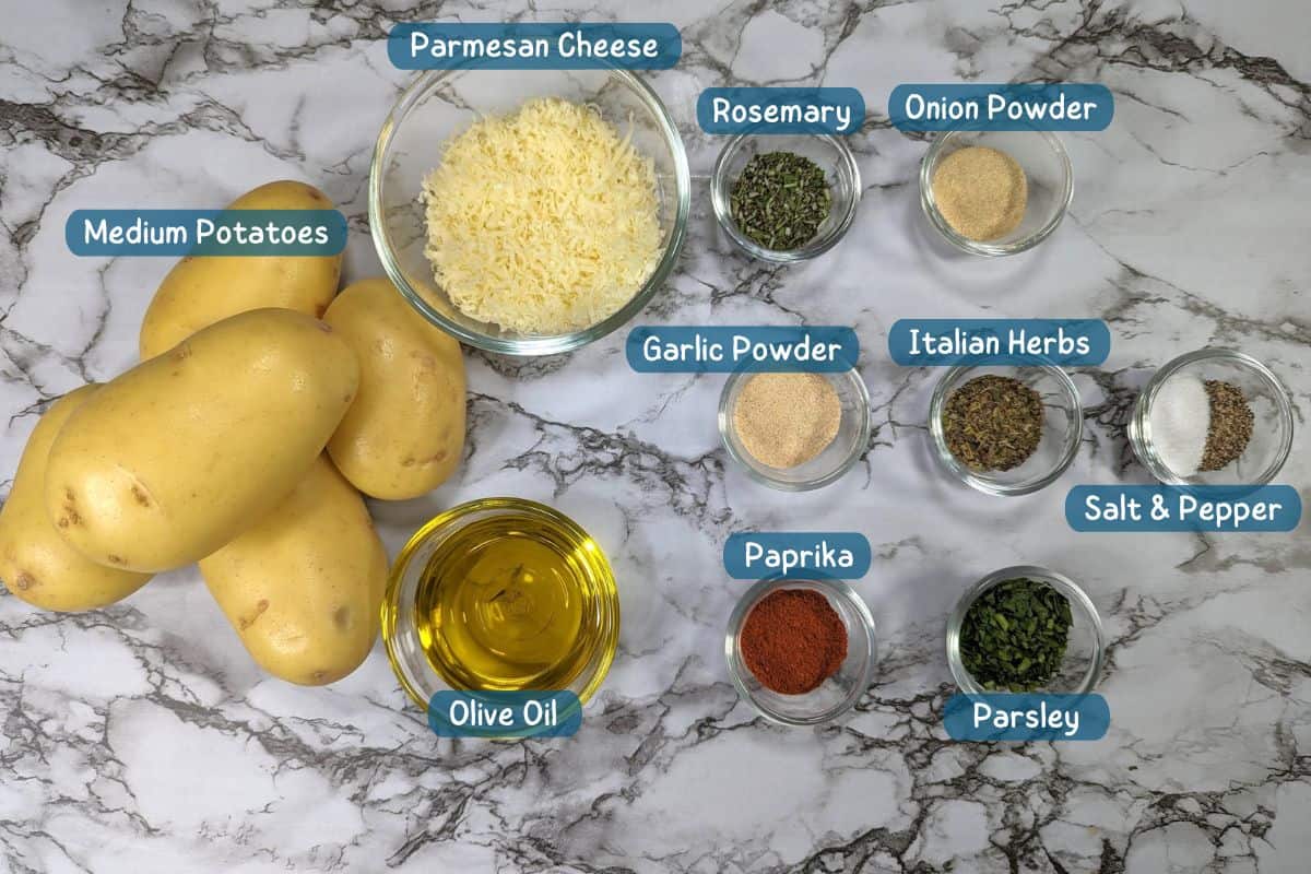 Ingredients for Garlic Parmesan Potato Wedges recipe