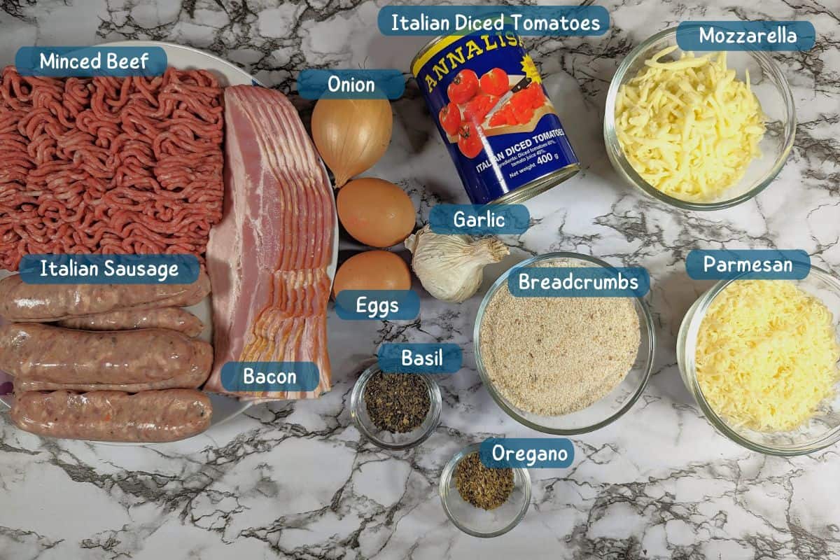 list of ingredients for parma-style meatloaf