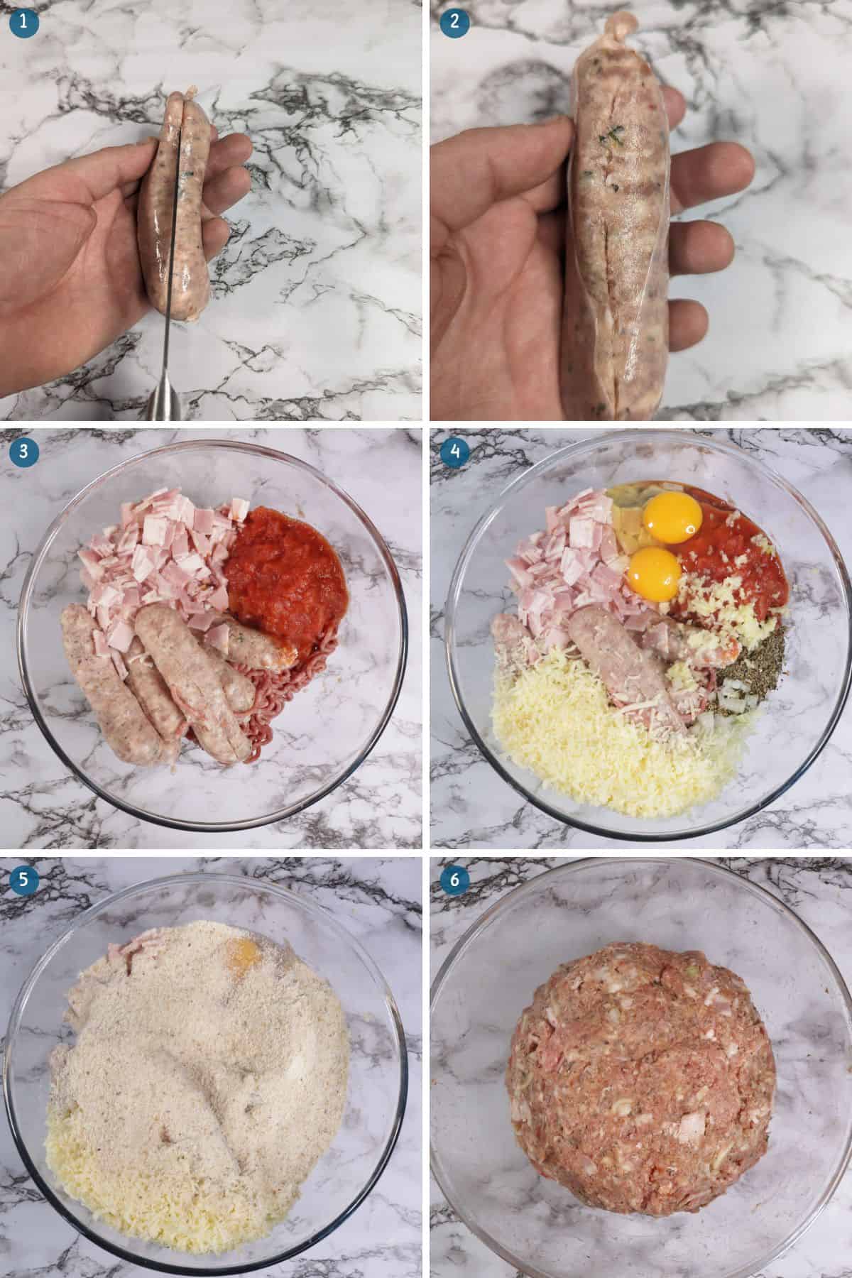 Parma-style meatloaf step 1
