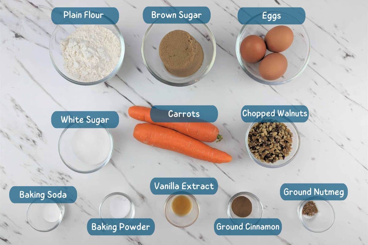 ingredients-for-carrot-cake-roll-with-a-cream-cheese-frosting-filling