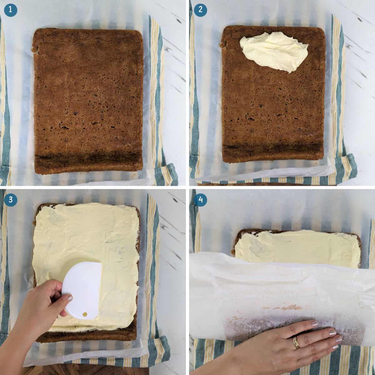 how-to-add-the-cream-cheese-frosting-filling-to-the-carrot-cake-roll