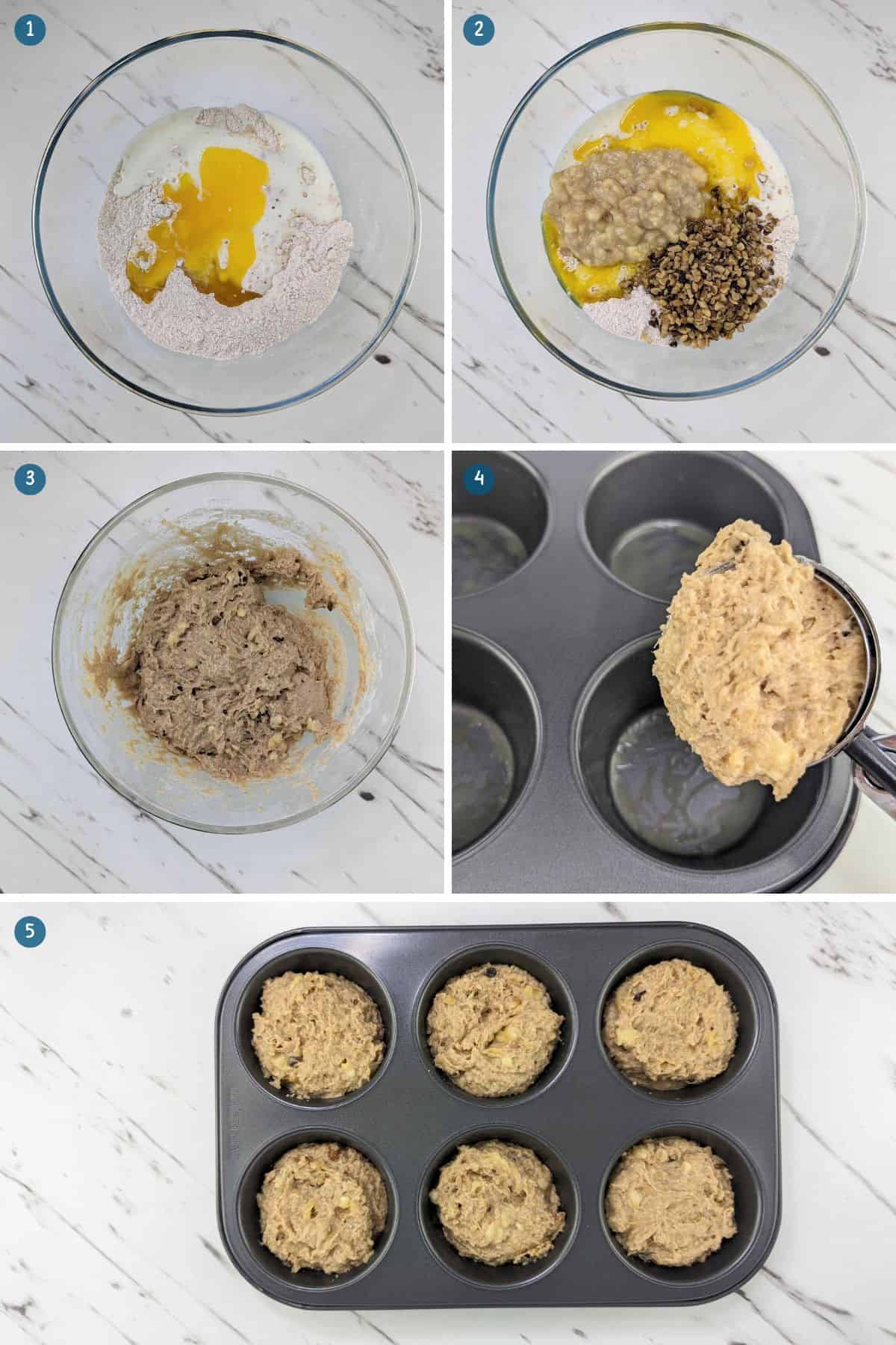 mixing-the-wet-and-dry-ingredients-and-spooing-the-mixture-into-the-muffin-pan-for-egg-free-banana-bread-and-walnut-muffins