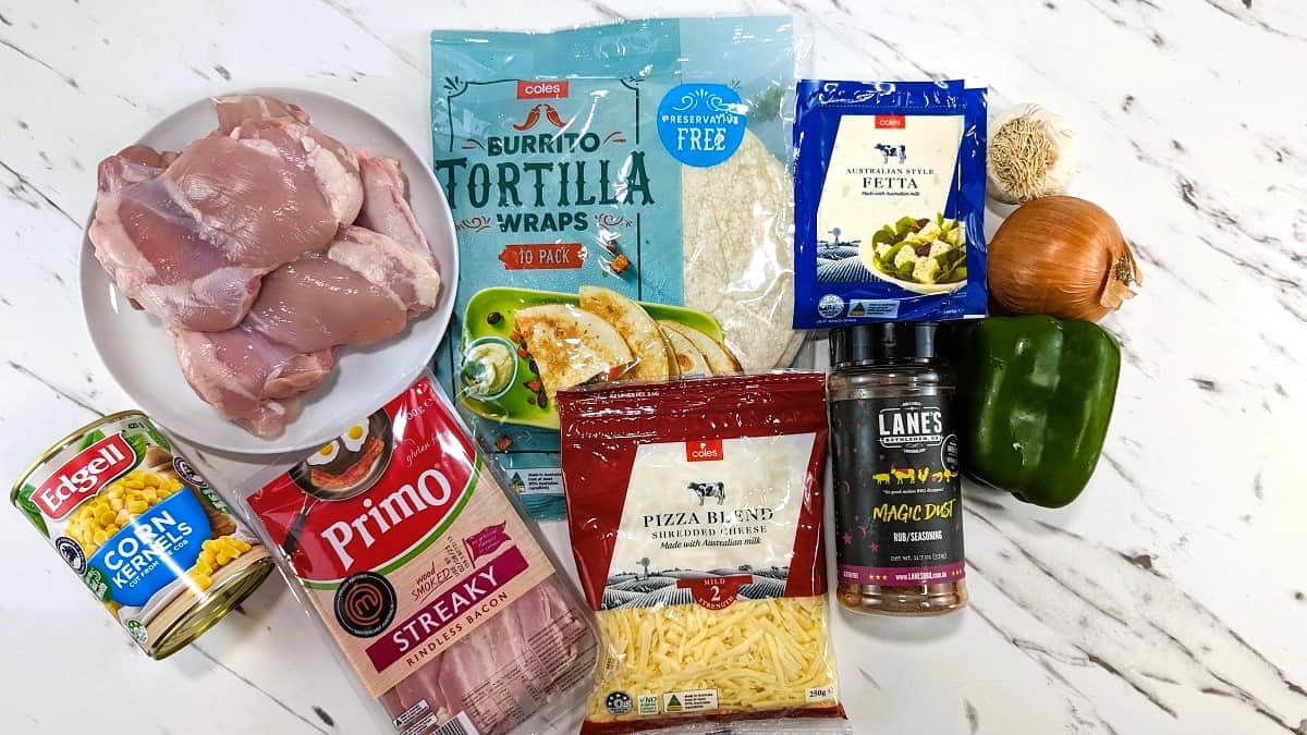 Ingredients needed to make the filling for Weber Q Australian Fusion Chicken Enchiladas