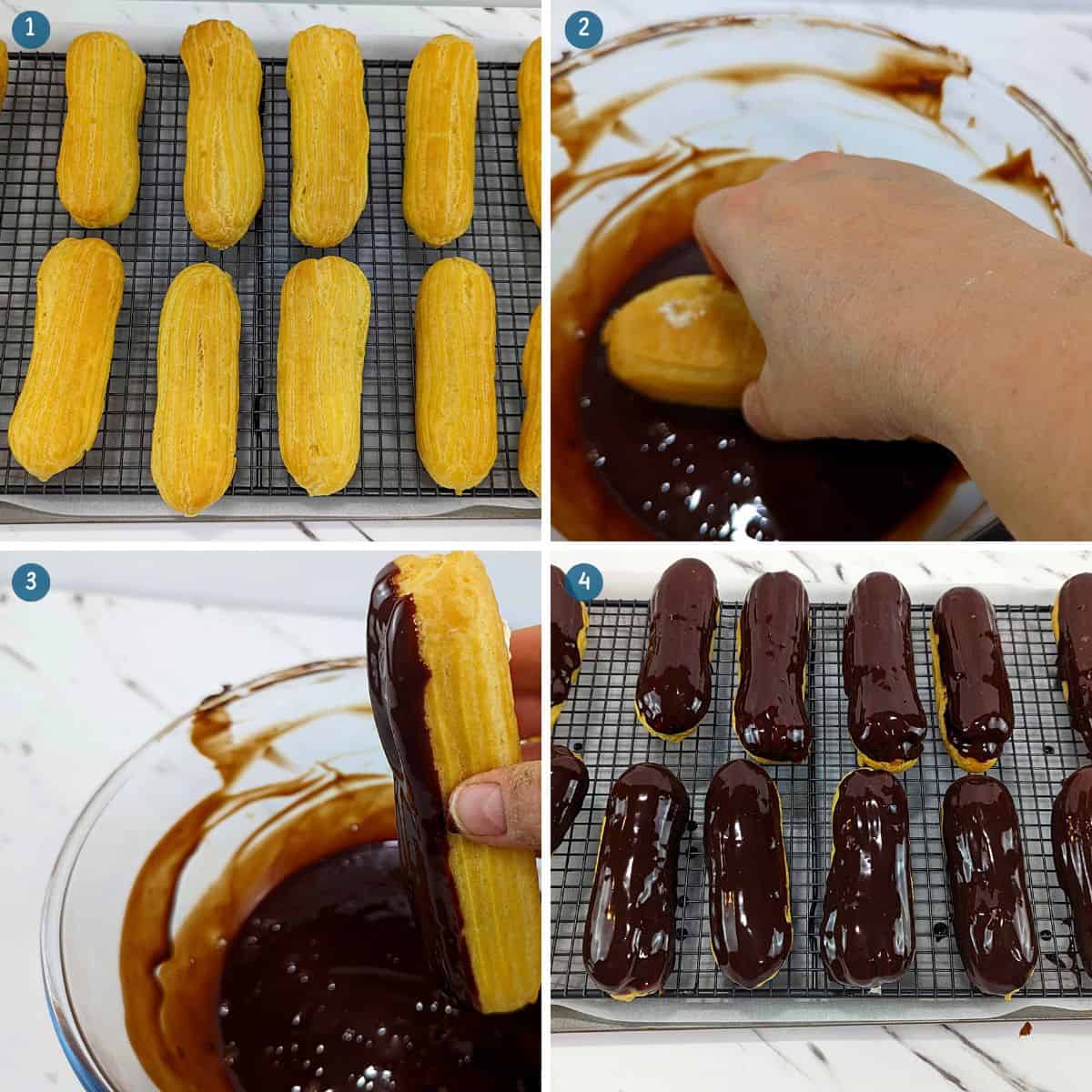 dipping-the-eclairs-into-the-chocolate-ganache