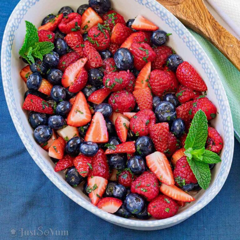 Easy Berry Fruit Salad Recipe with a Mint Dressing